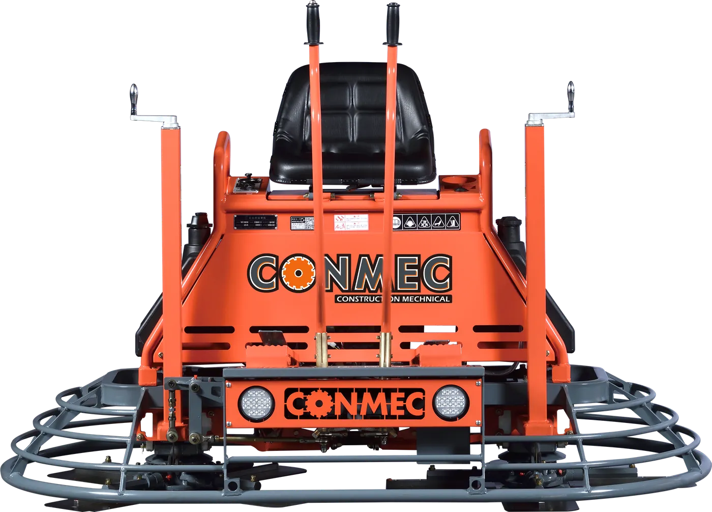 CONMEC N836 ride-on power trowel, front view